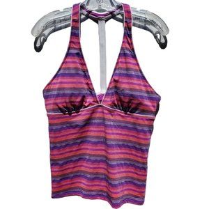 Athleta Tankini Tulum T-Back top UPF 50 Sporty V-neck Wireless Large